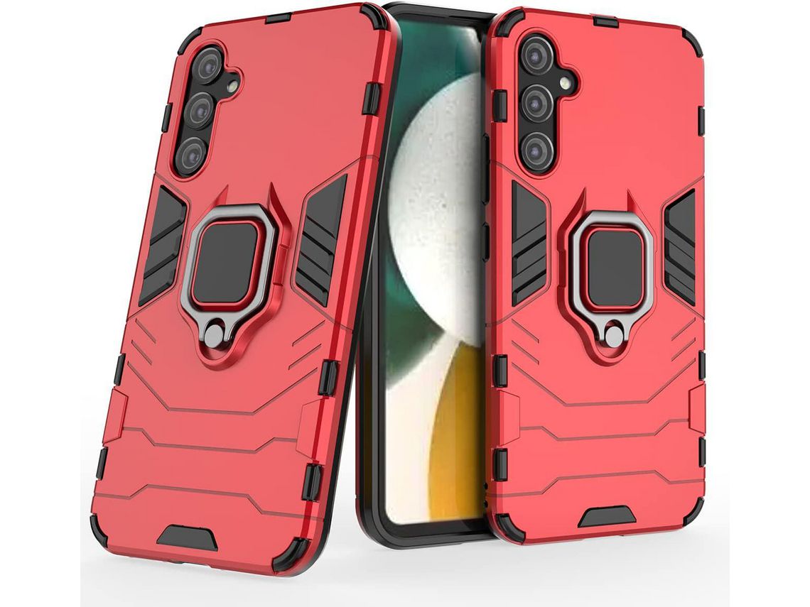 Capa para Samsung Galaxy A34 5G HONGWE. Anti-Choque com Anel de Suporte Vermelho