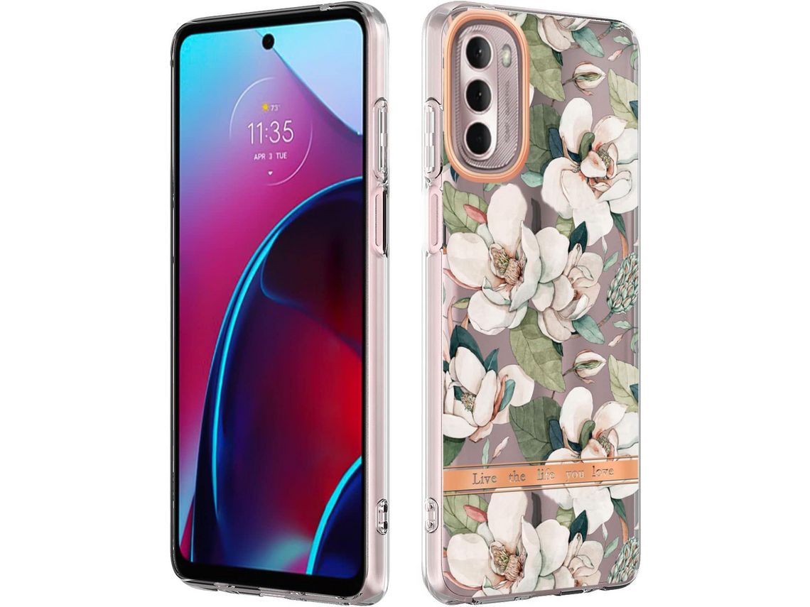 Caneta Stylus Robusta Série Floral Fofa Pára para Moto G Stylus HONGWE. Anti-Choque Transparente