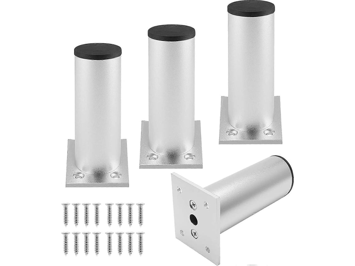 Kit Com 4 Pés De Móveis Ajustáveis Em Alumínio, Com 4 Polegadas, Para Sofás, Mesas E Armários.-zscy