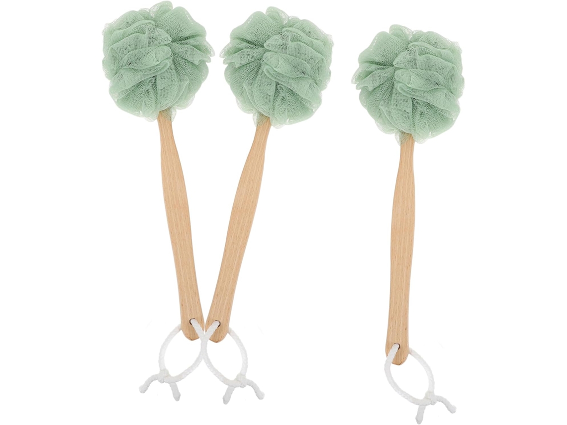 Conjunto De 3 Escovas Banho Lifkome Com Base Em Nylon E Cabo Longo Madeira Para Limpeza Remoção Do Excesso Óleo Durante