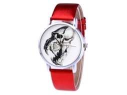 Relógio Unissex de Couro PU Casual Fashion Quartzo Zhoulianfa T421-yx Vermelho
