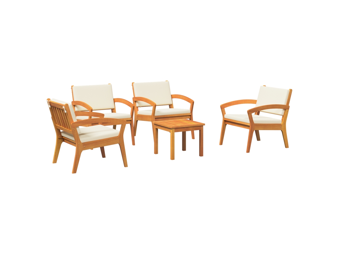 Conjunto 5 Assentos Exteriores Vidaxl Castanho Madeira De Acácia Maciça (59,5 X 70,5 X 72,5 Cm)