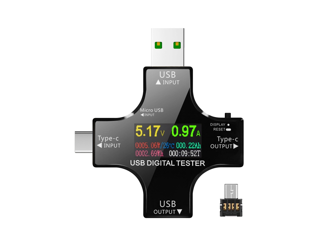 Tester USB Type C TUYA com LCD, multímetro digital, OTG e app