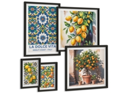 Conjunto De Pinturas Cítricos Italianos Estilo Amalfi Decorações Espelharte (5 Peças)