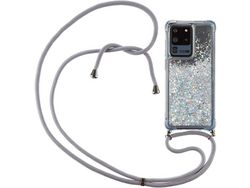 Correia Colar Líquido Brilhante Areia para Samsung Galaxy S20 Ultra HONGWE. Transparente