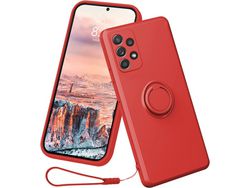Correia Carro para Samsung Galaxy A53 5G HONGWE. Magnética com Anel de Suporte Vermelho