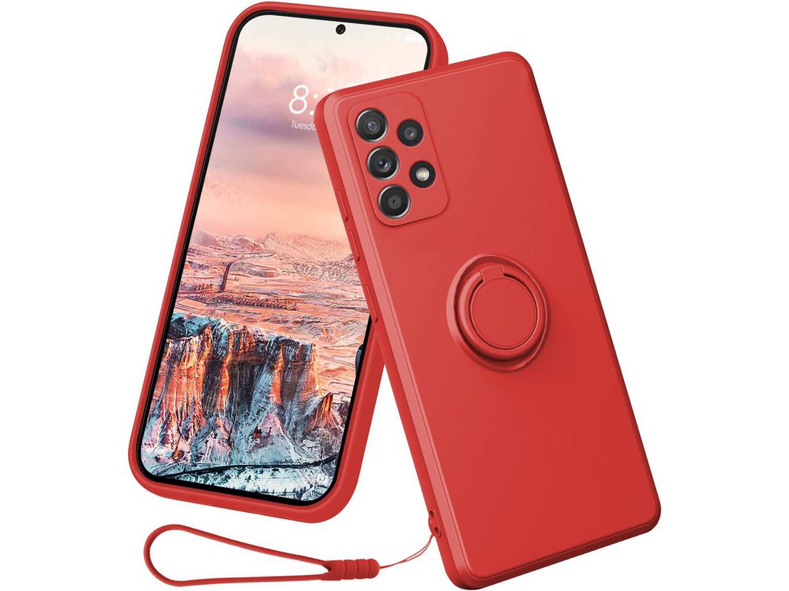 Correia Carro para Samsung Galaxy A53 5G HONGWE. Magnética com Anel de Suporte Vermelho