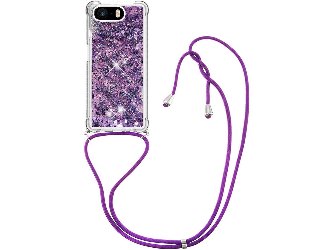 Correia Colar Líquido Brilhante para iPhone 5/5 s/SE HONGWE. Seda Transparente