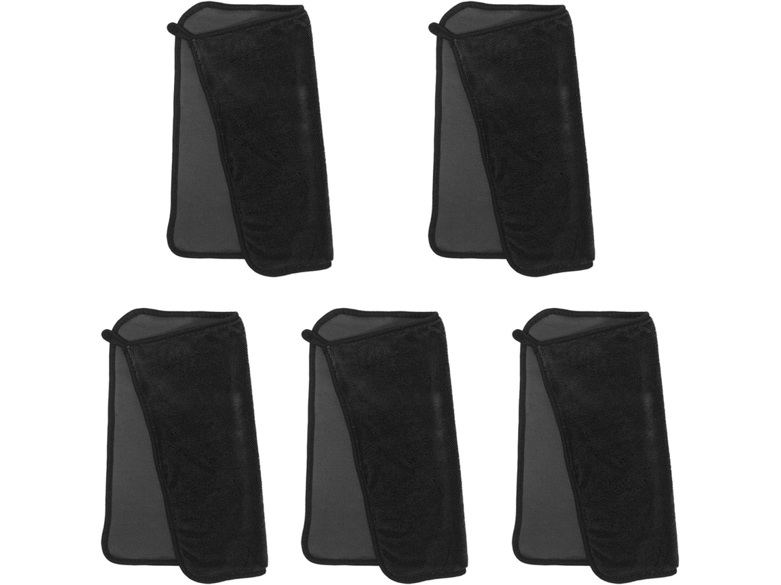 Pacote Com 5 Panos De Microfibra Torcida De Dupla Face Altamente Absorventes, 600 G/m², Cinza Escuro, Para Secagem E Lavagem.