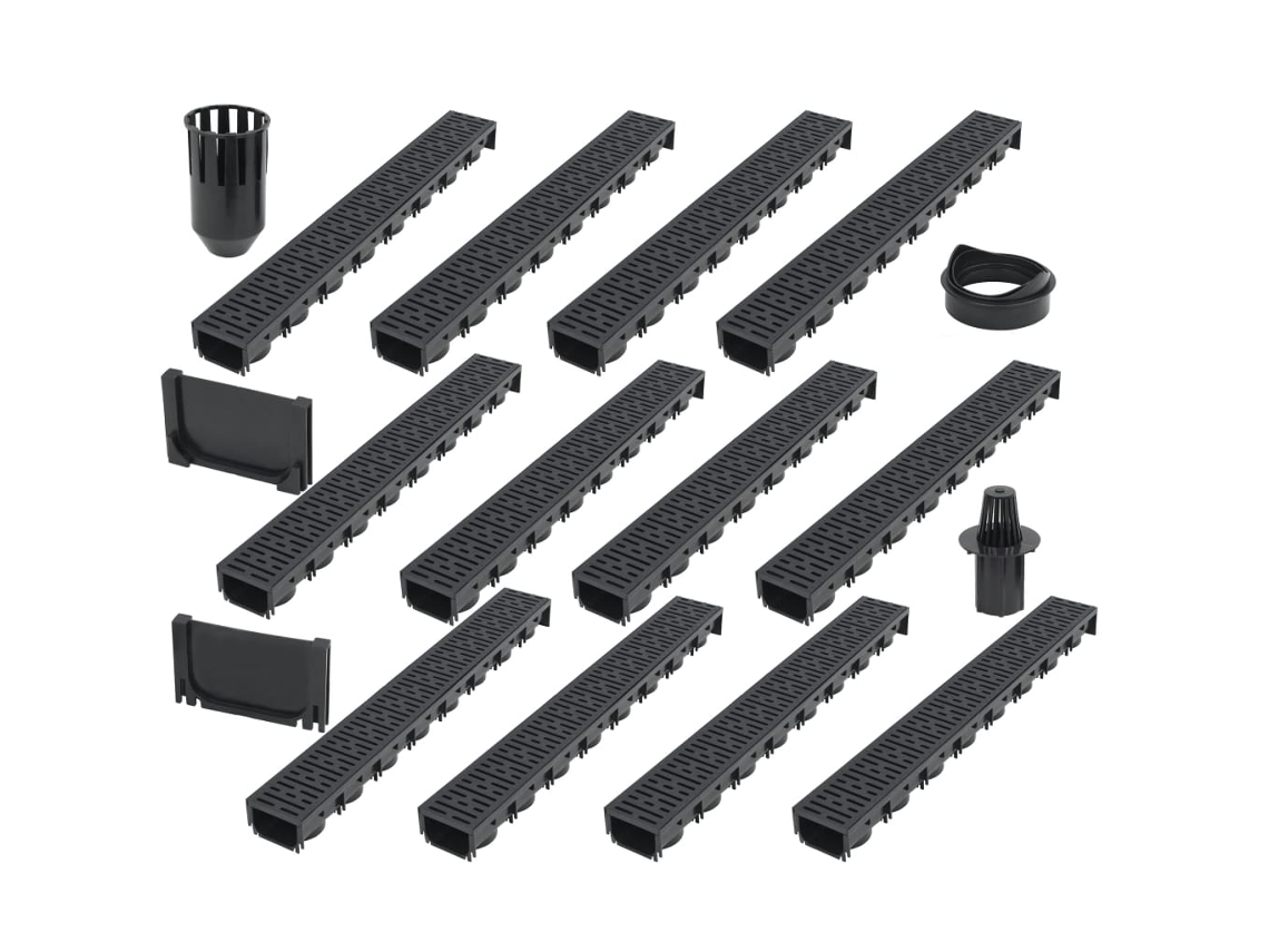 Vidaxl Canais De Drenagem 12 Pcs Plástico 12 M