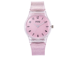 Relógio de Pulso Feminino de Quartzo com Pulseira de Silicone e Mostrador Numérico Brilhante (pink)