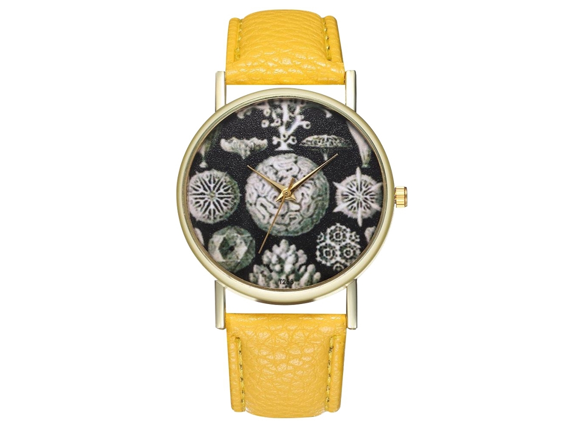 Reloj De Cuarzo Retro Para Mujer Y Hombre, Moda Elegante, Muñequera Amarilla