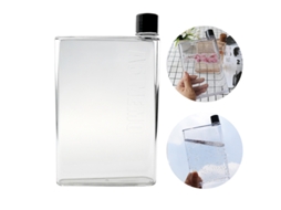 Garrafa de Água Esportiva Transparente de 750ml, Reutilizável, Feita de Vidro e Plástico, Garrafa Portátil com Tampa. MDUG
