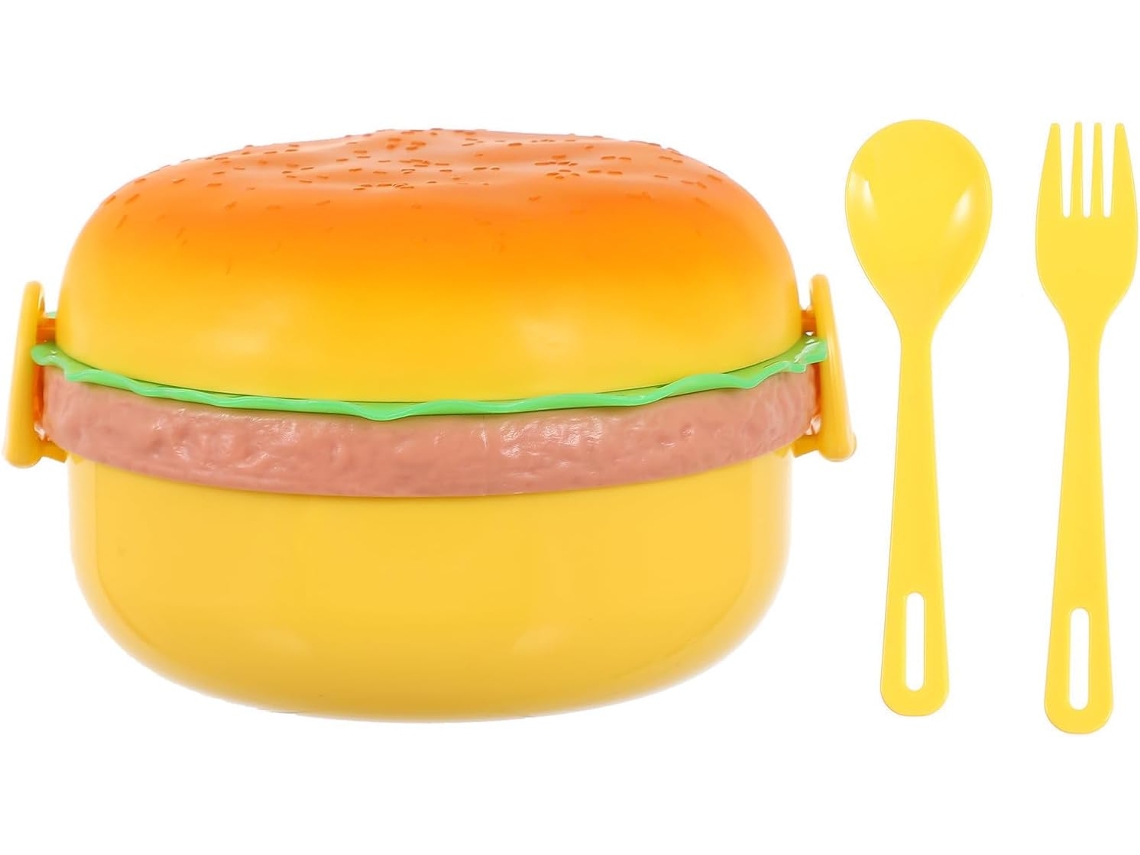 Lancheira Bento Toddmomy Em Formato De Hambúrguer, Leve E Portátil, Feita De Pp, Ideal Para Escola E Viagens