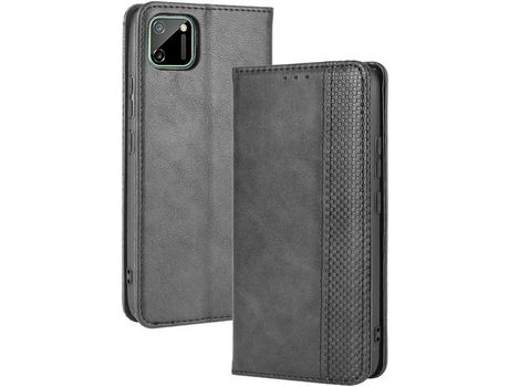 Capa Fólio para Realme C11 HONGWE. Magnética com Porta-Cartões Premium Preto