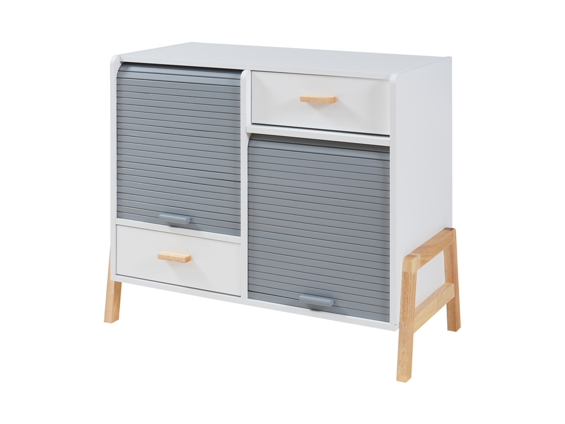 Aparador Kvaefjord Com 2 Portas De Tambor 72x80x40 Cm Branco/cinza [EN.CASA]