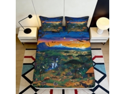 Conjunto de Cama com Estampa 3d Pôr do Sol em Microfibra Fronha 120x200cm