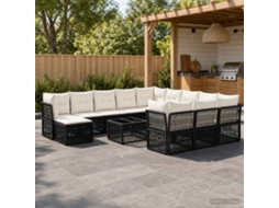 Vidaxl Conjunto De Sofá De Jardim 13 Unid. Preto Vime Pe