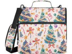 Pasta Com Zíper Em Formato De Árvore Natal, Alça De Ombro, Vários Bolsos, 3, 8cm 1, 5 Polegadas, 3 Carimbos, Portfólio
