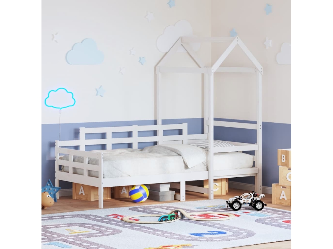 Vidaxl Sofá-cama Com Telhado 80x200 Cm Madeira De Pinho Maciça Branco