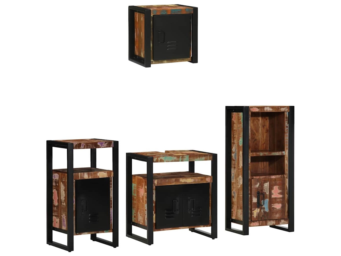 Vidaxl Conjunto De Móveis Para Banheiro 4 Unid. Multicolorido E Preto