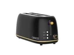 Torradeira de pão CAPRIZZE Kaito XL dupla extra longa e 6 níveis de torradas Design moderno efeito madeira e preto fosco