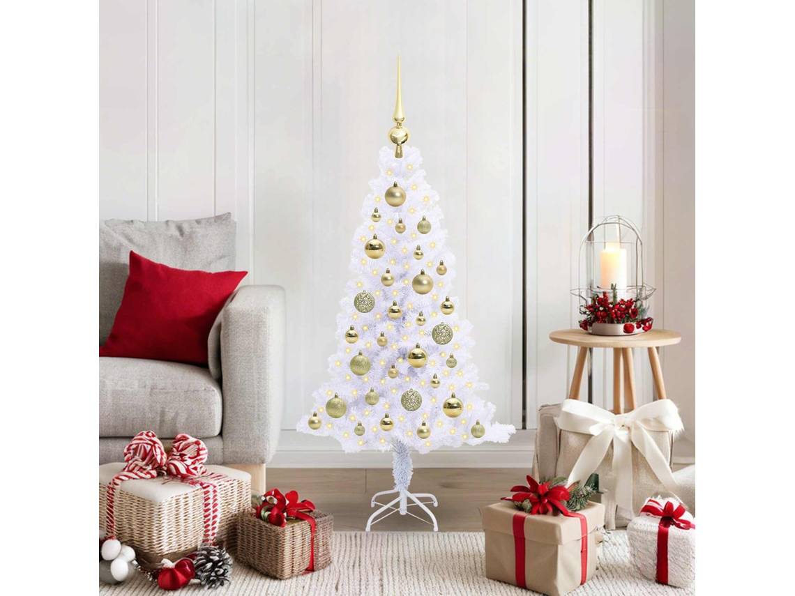 Vidaxl Árvore De Natal Artificial Com 150 Leds Branco 120 Cm Pvc E Aço