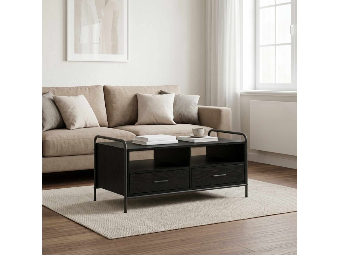 Vidaxl Mesa De Centro Carvalho Preto 99,5 X 49 X 46 Cm