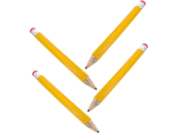 Conjunto de 4 Lápis Gigantes Amarelos - Adereço Divertido para Decoração de Festas Escolares e Aniversários para Meninos e Meninas
