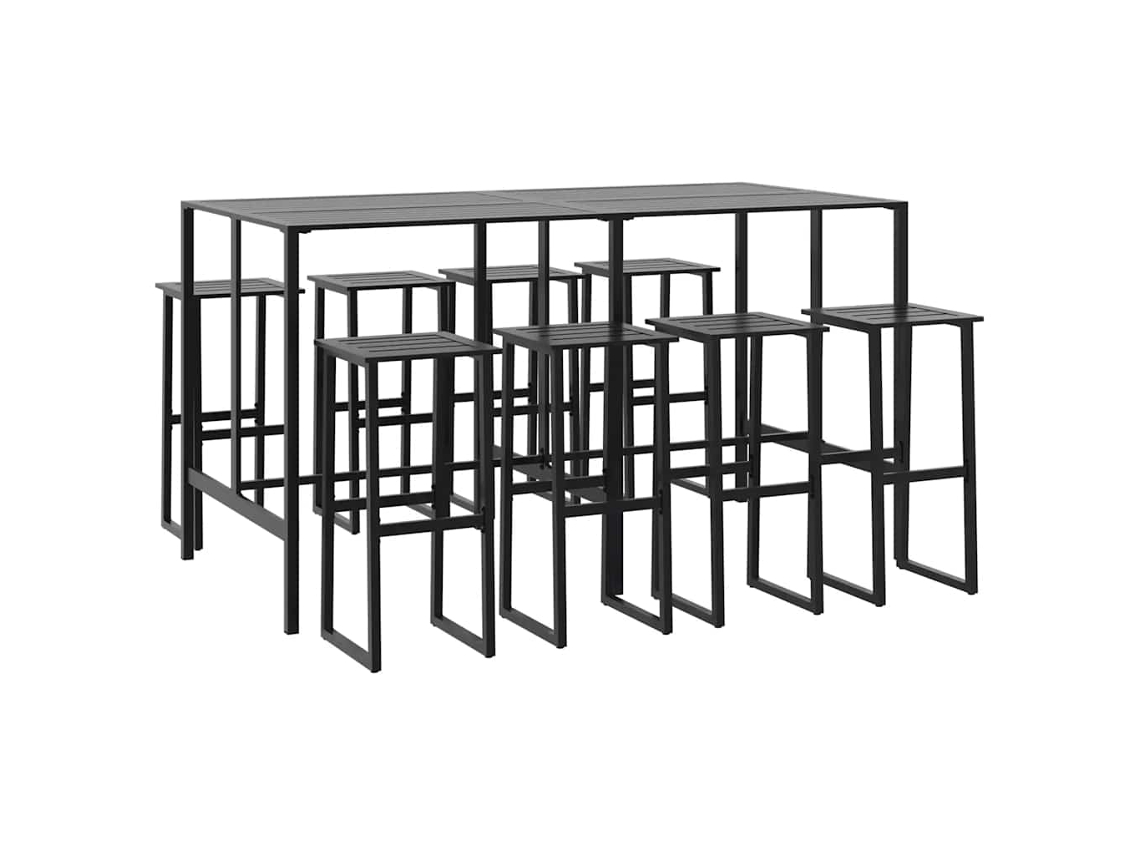 Conjunto de Bar para Jardim 9 Pcs Aço Revestido a Pó Preto MAISON EXCLUSIVE