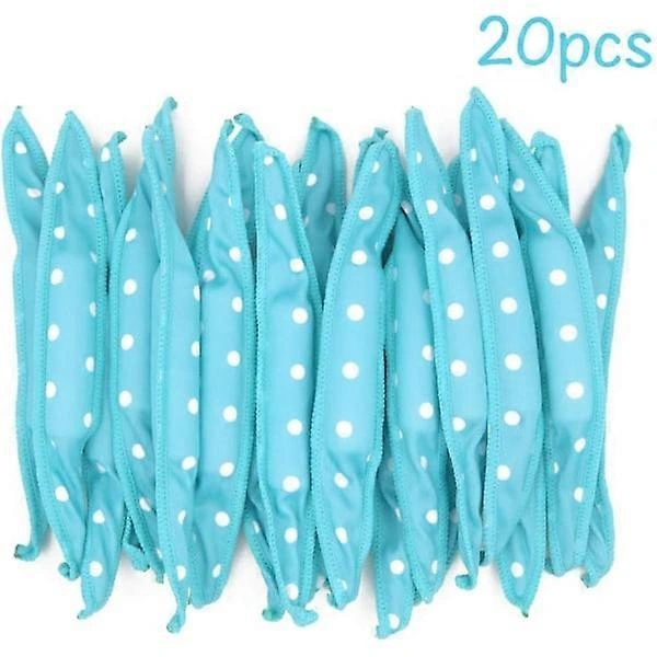 Conjunto De 20 Rolos Espuma Macia Para Cabelo Feminino - Flexível Modelagem Com Bolinhas Azuis-aquaforge