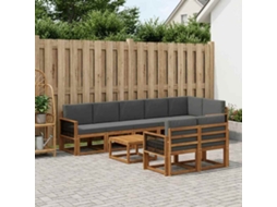 Vidaxl Conjunto De Sofás Para Exterior 9 Unid. Natural E Antracite