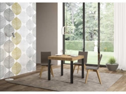 Mesa de Jantar Extensível 90X90/246 Cm Everyday Premium Carvalho Natural Quadro Antracite ITAMOBY