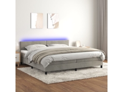 Vidaxl Cama Box Spring C/ Colchão/led 200x200 Cm Veludo Cinzento-claro