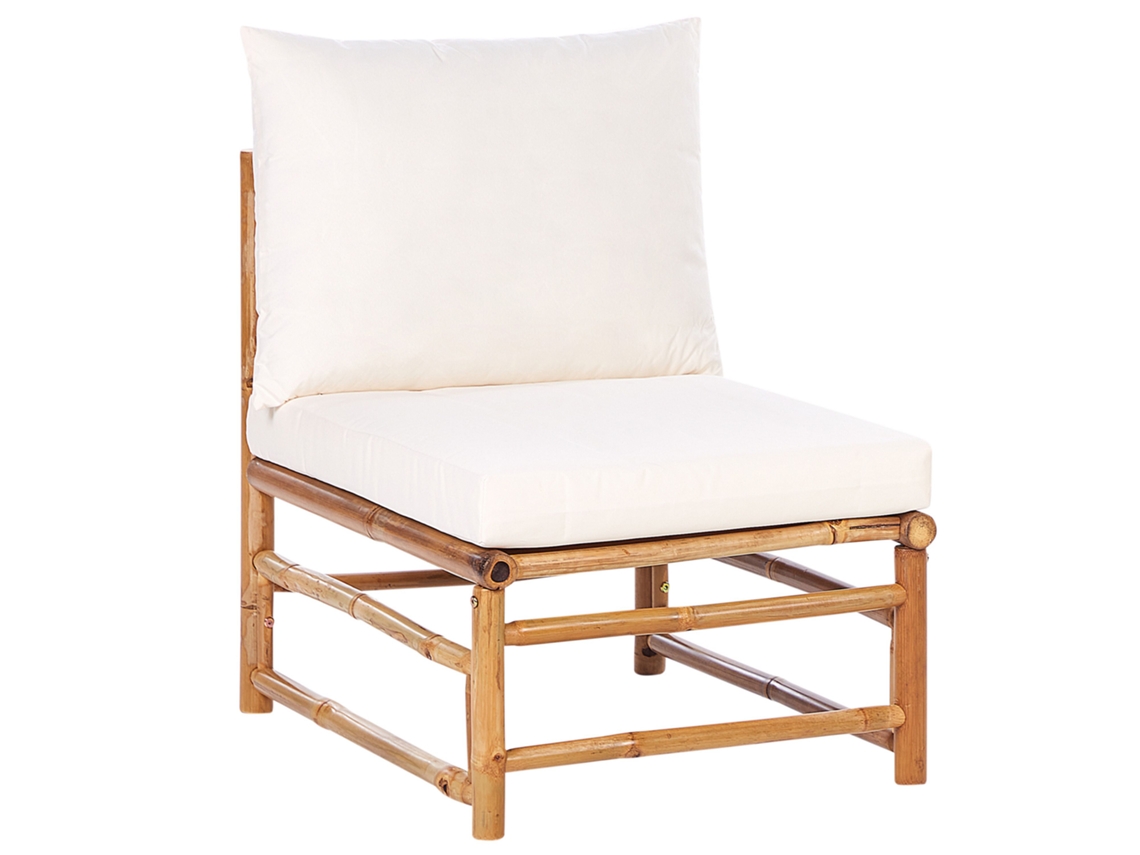 Sillón Modular De Jardín Beliani Cerreto De Bambú Blanco 55x67x80