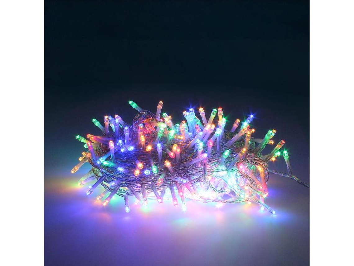 Grinalda de Luzes de Natal 300 leds cor multicor. Interior e Exterior ip44. Cabo Transparente