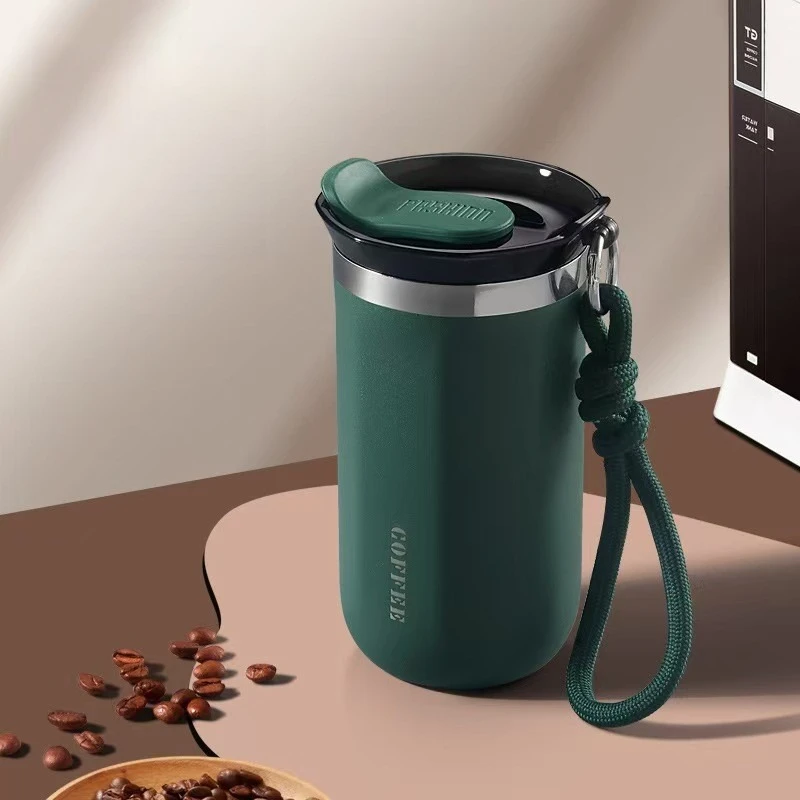 (verde, 350ml) Caneca Térmica De Aço Inoxidável Com Isolamento A Vácuo, À Prova De Vazamentos E Com Alça, Ideal Para Viagens.