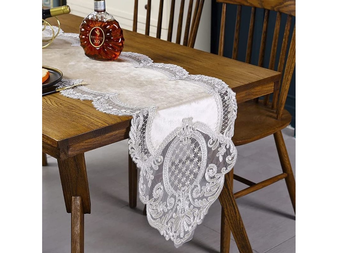 Manta de Mesa Nova Line de Veludo com Floral de Calice | S/MARCA