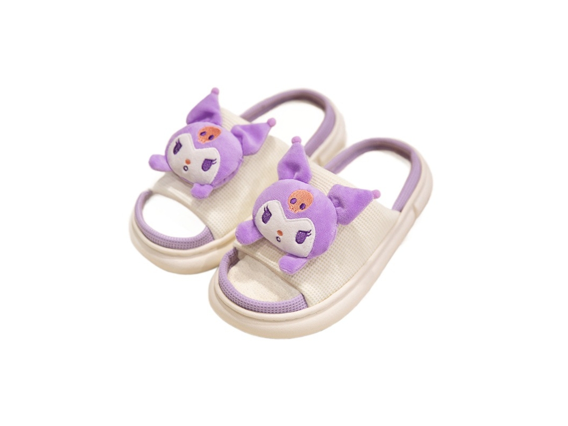 Chinelo Casa Estilo Instagram Fofo Kuromi Antiderrapante Solado Borracha Linho CHABERLU