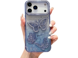 Capa Bling Butterfly Para Iphone 17 Pro Max, Capa Protetora Luxuosa Com Glitter, Diamante E Strass, Com Design Delicado Para Mulheres E
