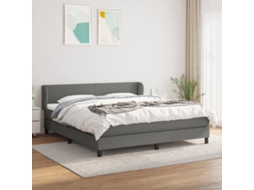 Vidaxl Cama Com Molas/colchão 180x200 Cm Tecido Cinzento-escuro
