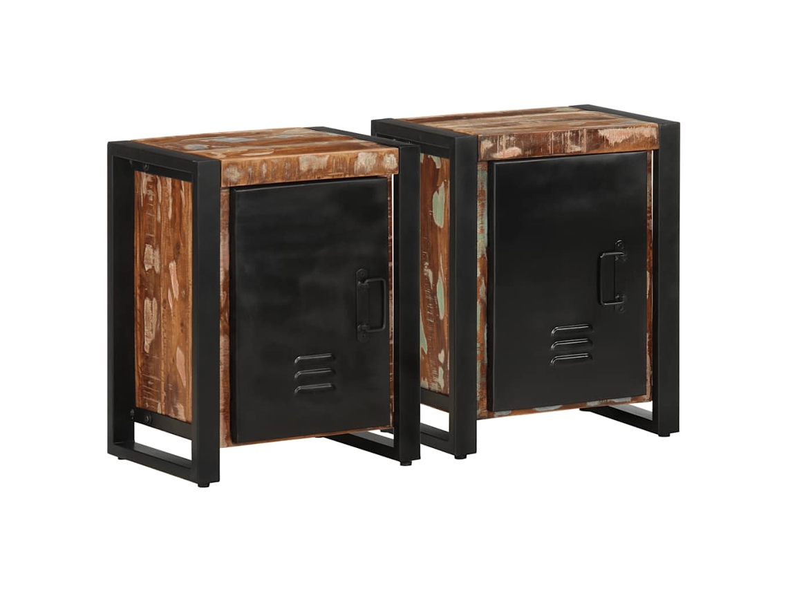 Bedside Cabinet, Bedside Cabinets Vidaxl Multicolor Madeira Recuperada (n/a)