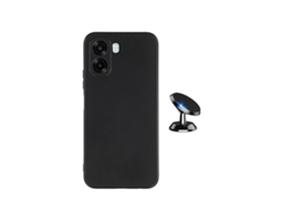 Kit Suporte Magnético Capa Silicone Líquido Phonecare Para Oppo A6x - Preto
