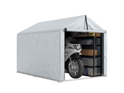 Tenda De Jardim Exterior Para Ferramentas E Bicicletas Com Estrutura Em Aço Galvanizado E Porta Enrolável, Cinzento