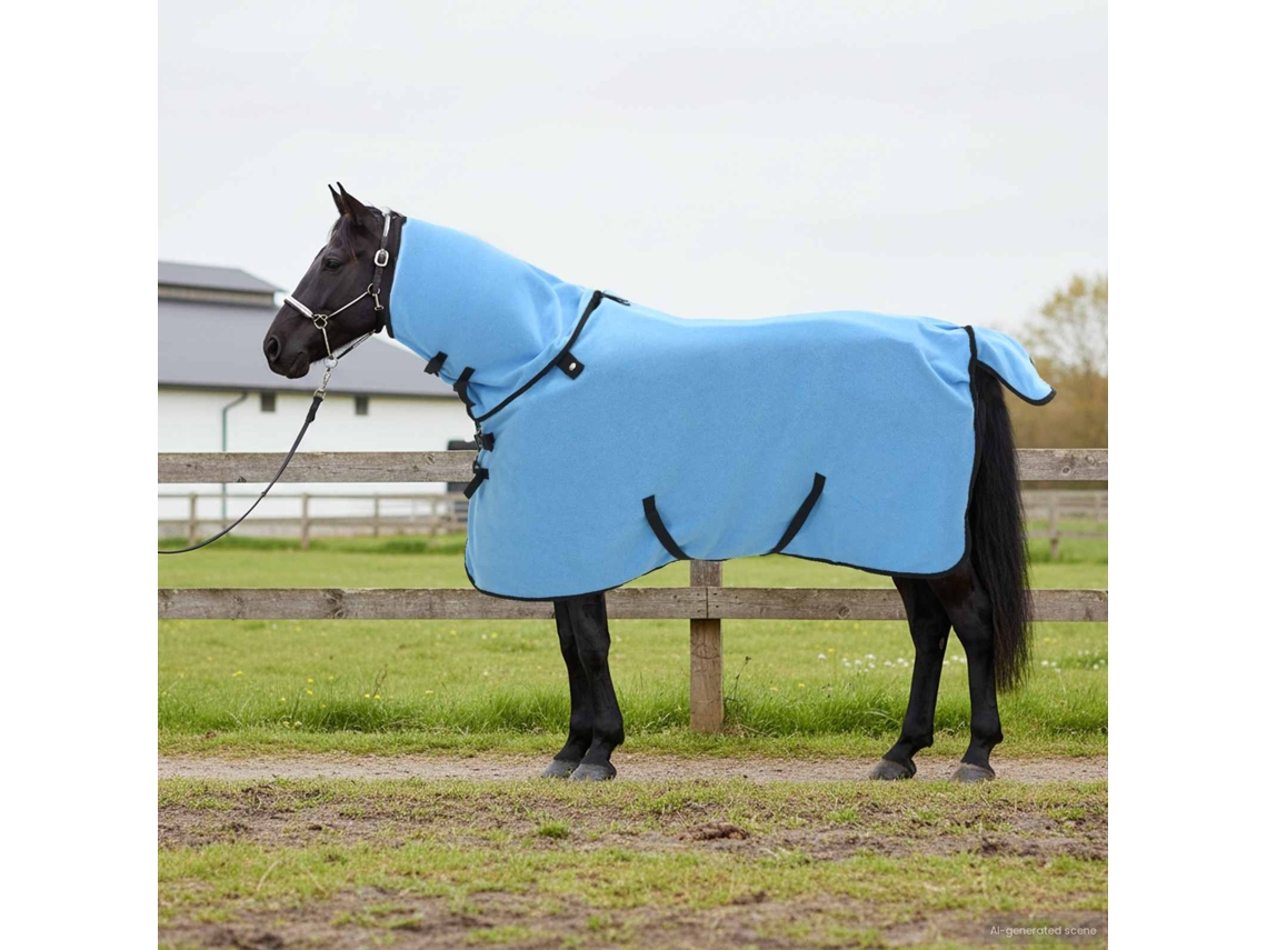 Vidaxl Cobertor De Cavalo Aqua Completo 85 Cm Fleece De Poliéster