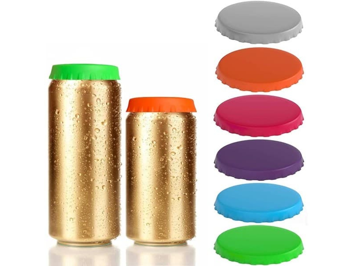 Tampas De Silicone Para Latas De Refrigerante, Pacote Com 6 Reutilizáveis, Bebida, Cerveja