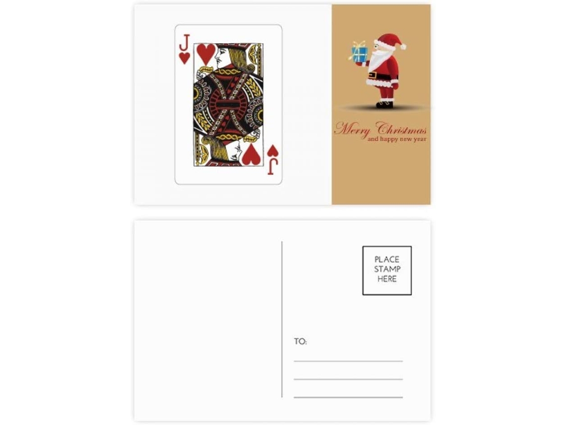 Pacote com 20 Cartões Postais Tema de Papai Noel em Formato Coração. 14,6 X 9,8 Cm