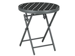 Mesa Lateral Dobrável Com Tampo De Vidro 45x45x50cm Preto, Ideal Para Jardinagem E Acampamento-gx