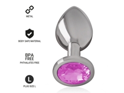 Intense - Plug Anal De Metal De Alumínio Com Cristal Rosa Tamanho L