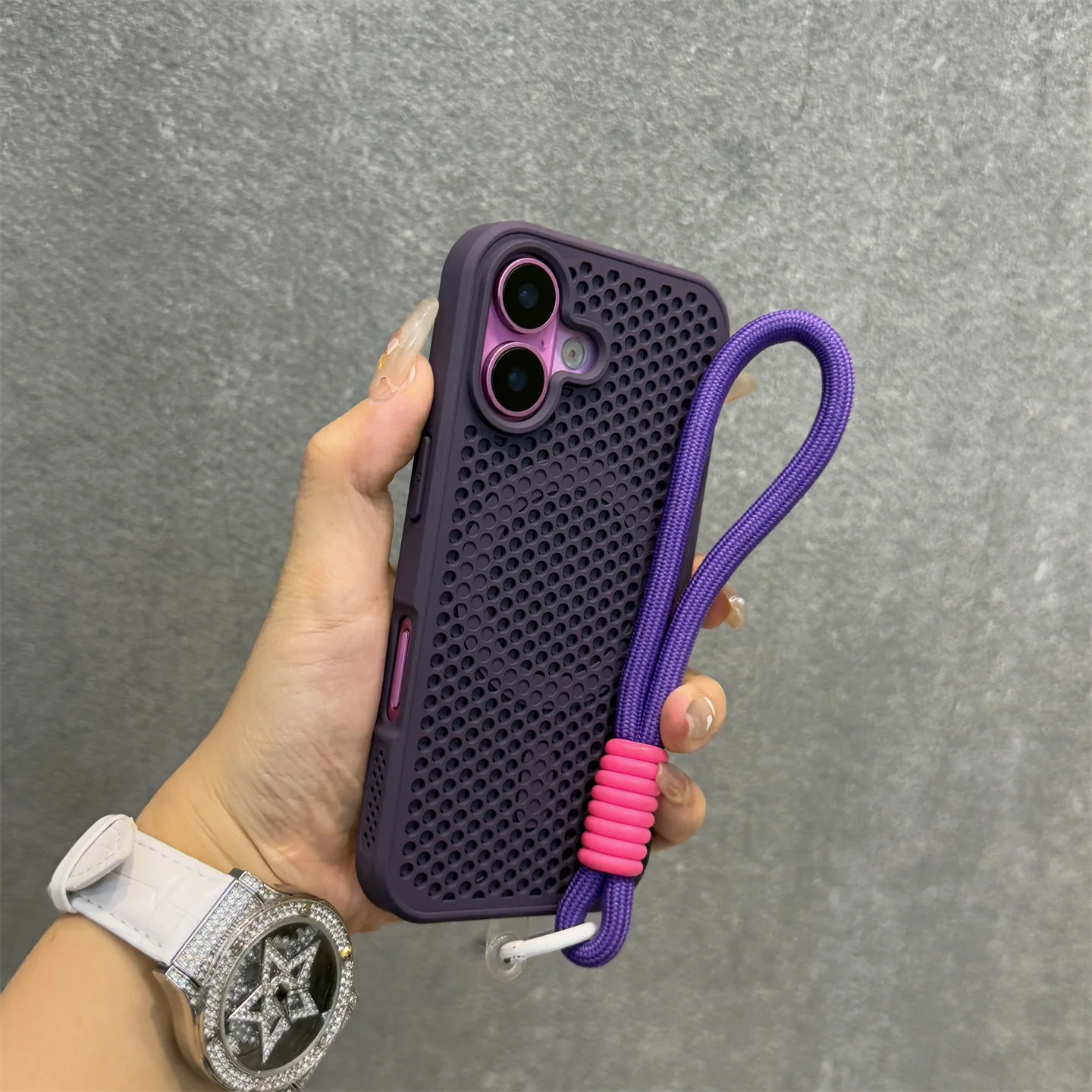 Capa Para Celular Com Toque Suave E Magnética, Em Formato De Colmeia, Para Iphone 12 Pro (roxa Escura).